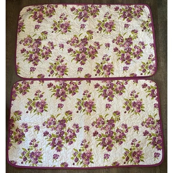 Waverly Traditions Quilted King Pillow Shams Primrose Patio Violet Floral solid - Picture 1 of 6